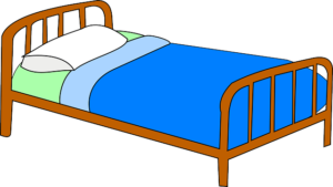 cama con sabana azul 