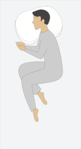 silueta de hombre durmiendo con almohada cervical